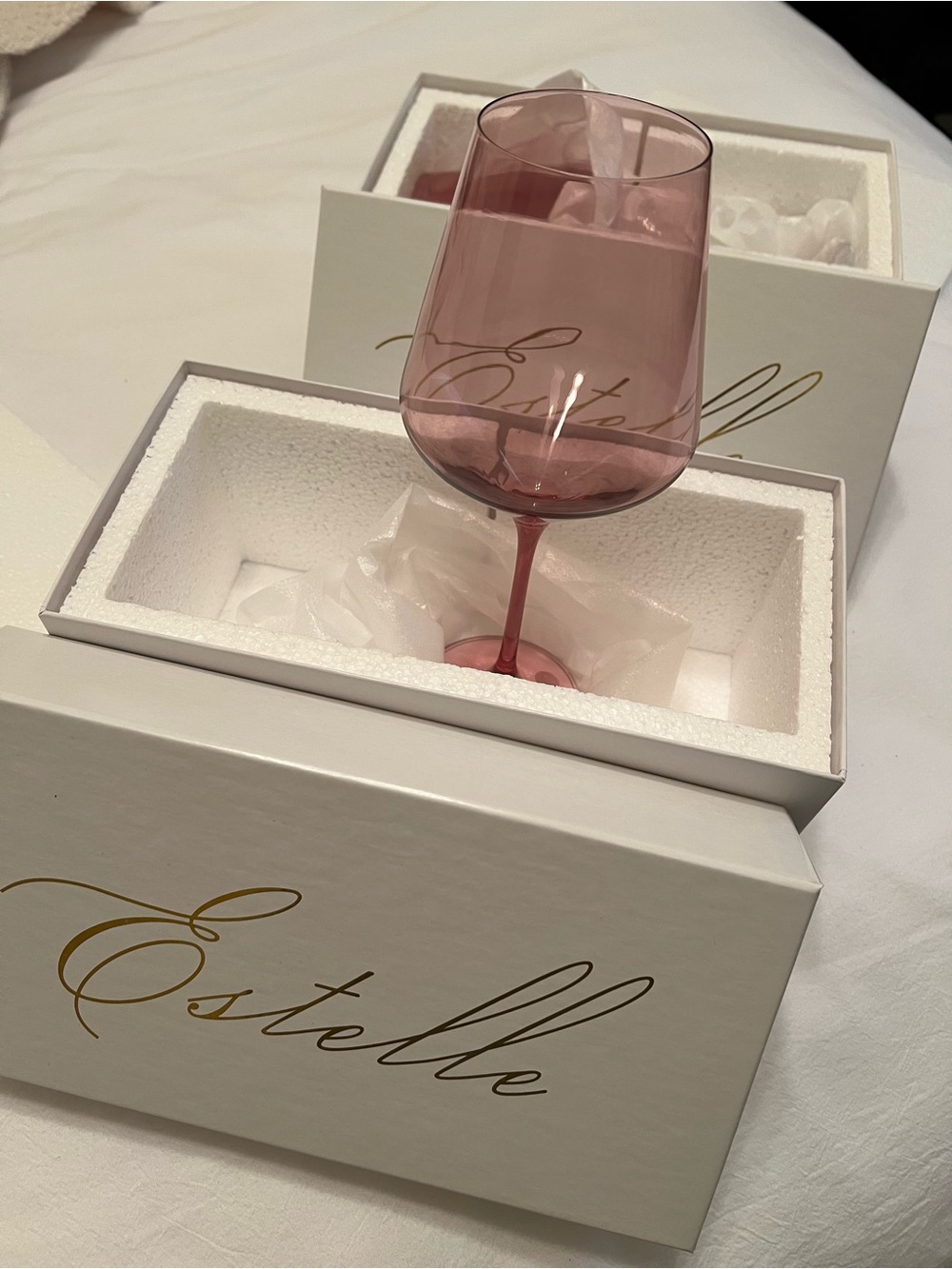 Estelle Pink Stemmed Wine Glass - Single Piece